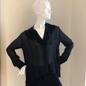 IRO black long sleeve blouse with metallic accents